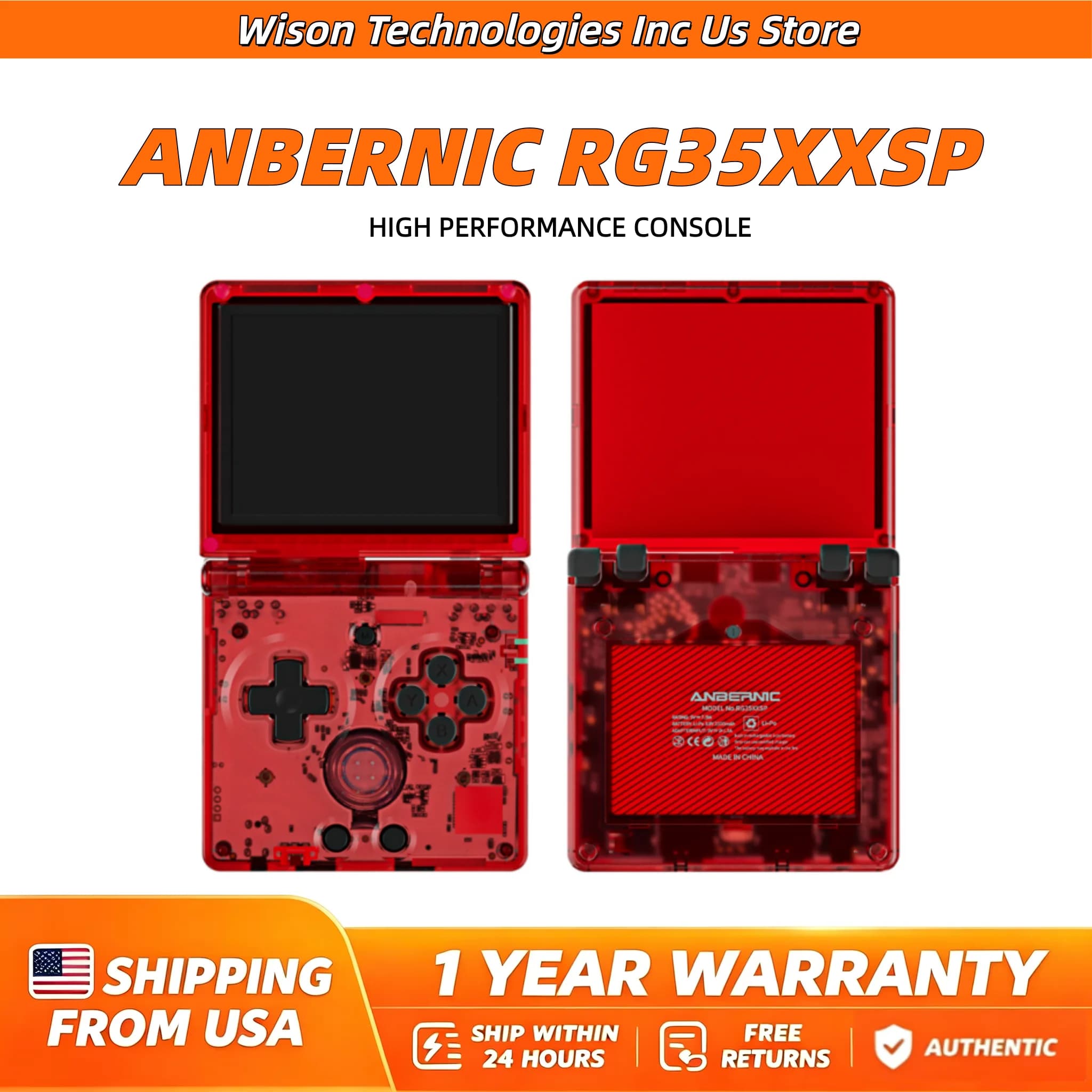 ANBERNIC RG35XXSP 3.5'' Flip Retro Handheld Game Console Linux System Retro Video Gaming Console Online Play HDMI-TV Out WIFI BT Dual Card Slots