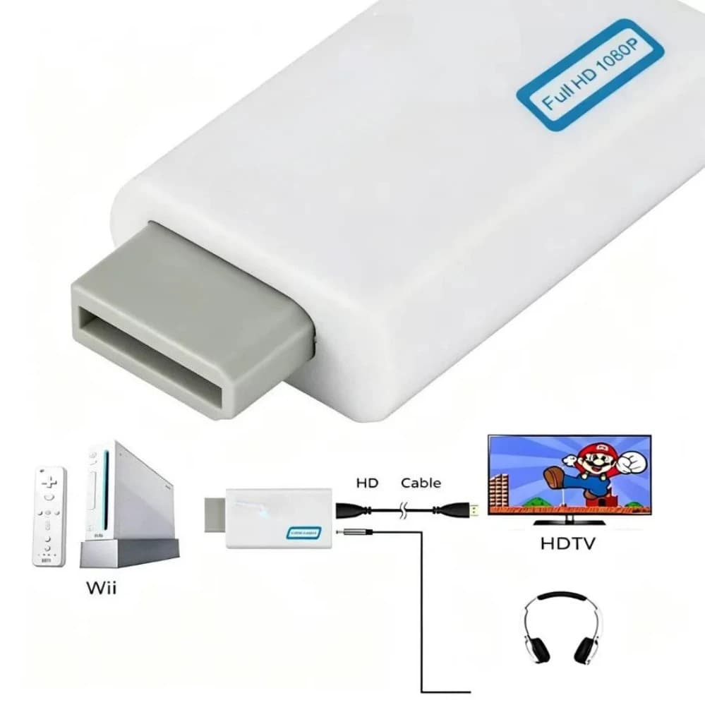 Convertitore da WII a HDMI con Cavo Audio Video da 3,5mm, Adattatore Wii2HD Full HD 720P/1080P per PC, HDTV, Monitor e Display