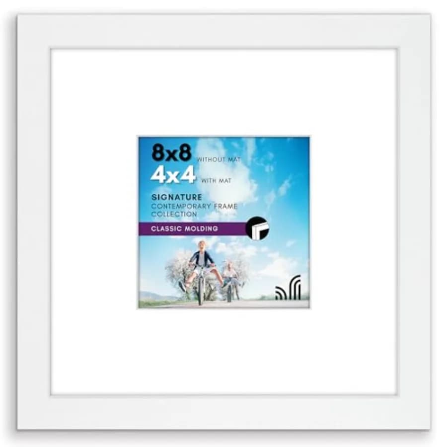 Cornice per foto con vetro anti-rottura - Utilizzabile come cornice 4x4 con passepartout o per esporre foto senza passepartout - Collezione Signature - Sq