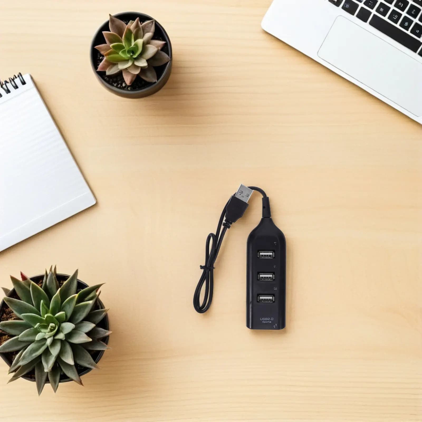Hub USB 2.0 to 4 Fast Data Transfer Ports, Adapter Splitter for Mini Laptop, Notebook, PC, Tablet, Compatible with USB Devices 1.1
