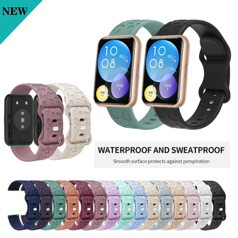 Cinturino inciso cinturino in morbido silicone leopardato per Huawei Watch Fit 2 / Fit Special Edition / Fit New con connettore