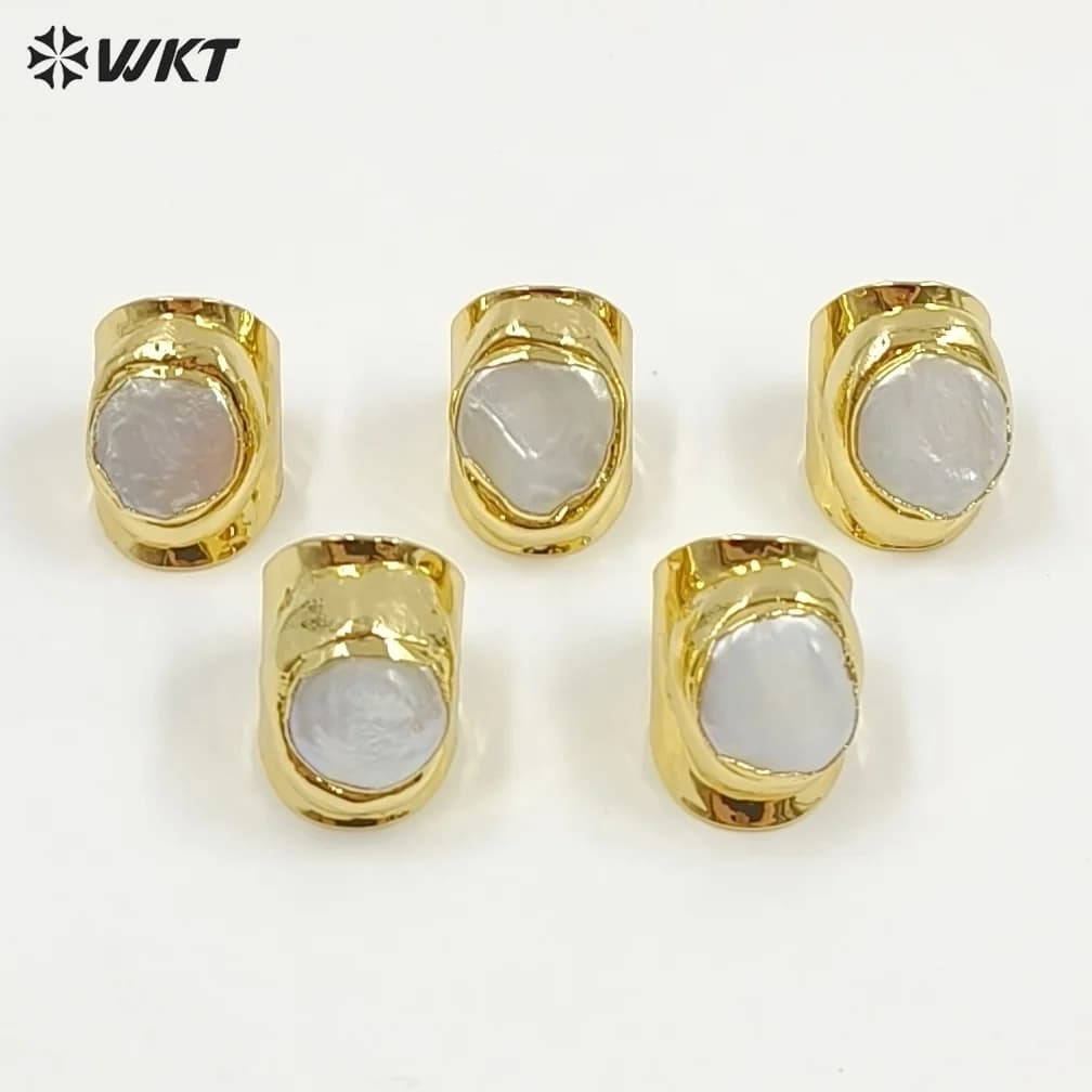 WT-R328 Wholesale 5PCS Fashion Natural Freshwater Pearl Random Shape Ring For Friends Dressing ACC