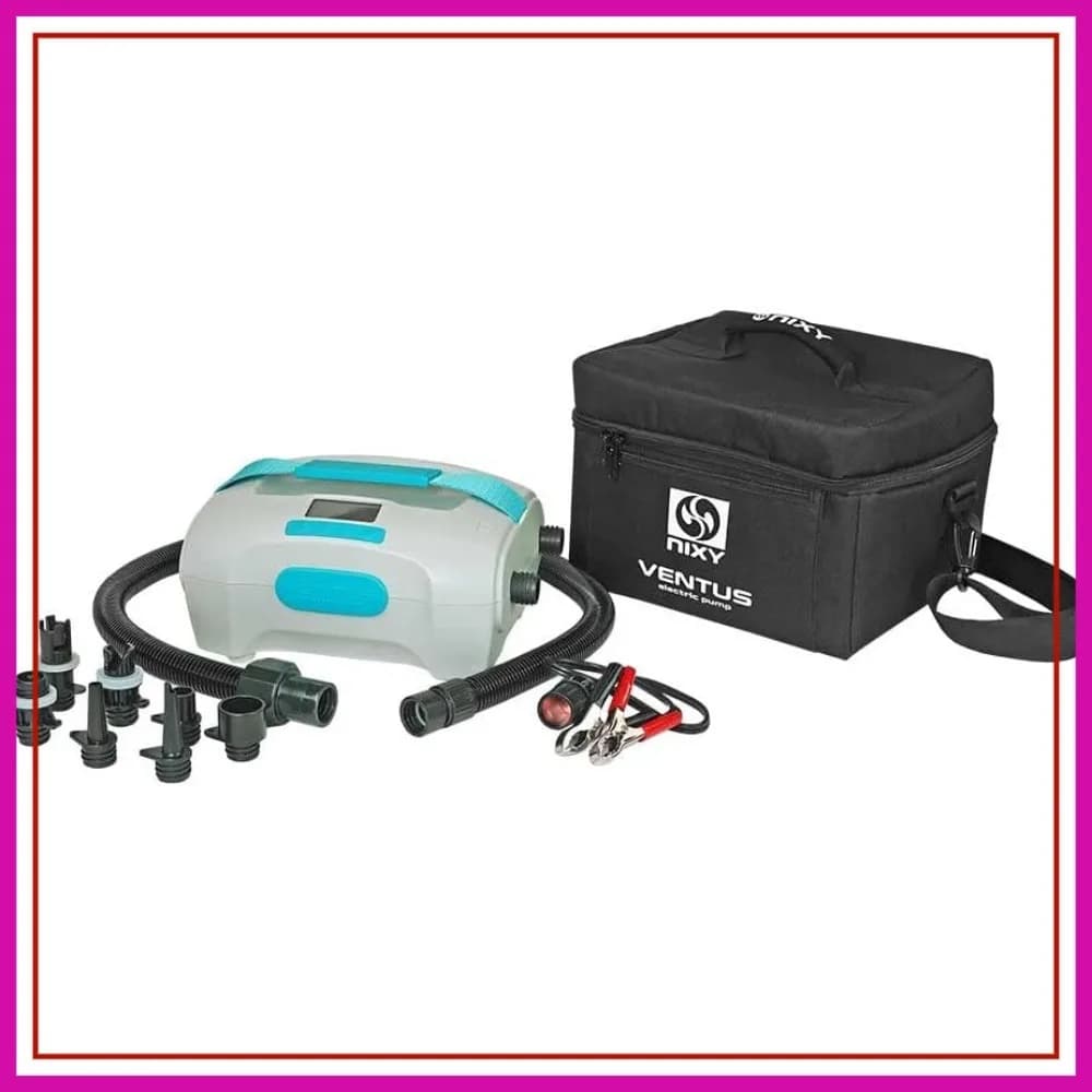 Pompa Elettrica SUP 1-20PSI a Doppio Stadio con Spegnimento Automatico 12V per Paddle Board Gonfiabili e Kayak con 7 Ugelli