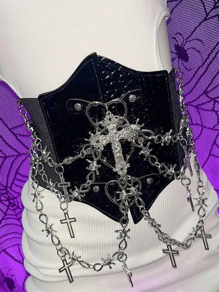 Y2K Millennium Hot Girl Abi Culture Punk Street Bold Chain Love Niche Design Cintura Copri vita