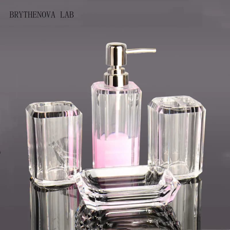Clear Acrylic Bathroom Set Toilet Storage Accessories Soap Bottle Dispenser Soap Dish Toothbrush Holder Badroom Accessories