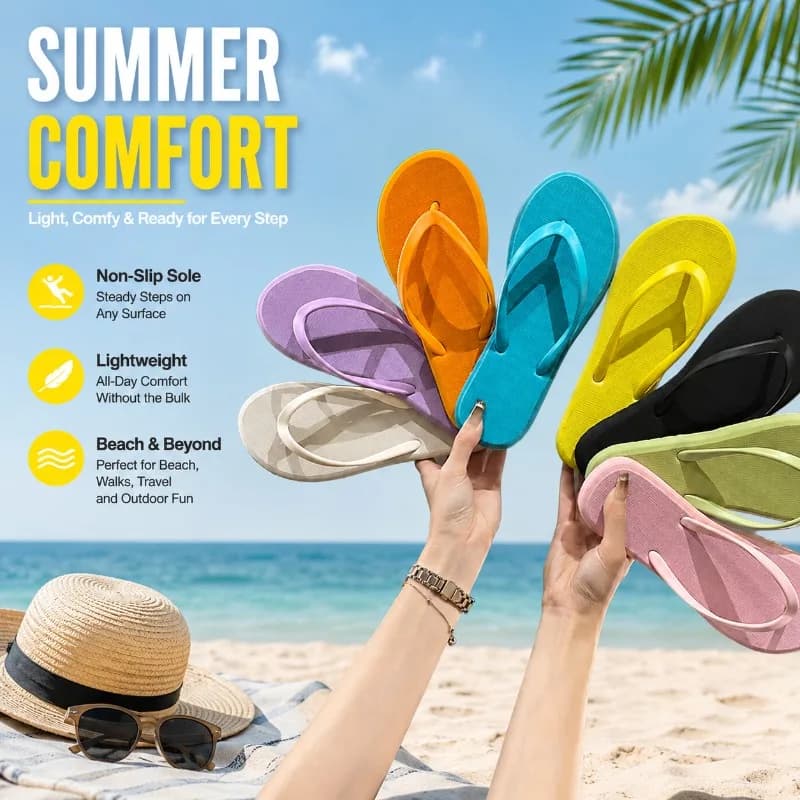 Cute Solid Color Women Flip Flops Simple Anti-slip Summer New Clip-toe Sandals for Outdoor Walking Seaside Beach Casual