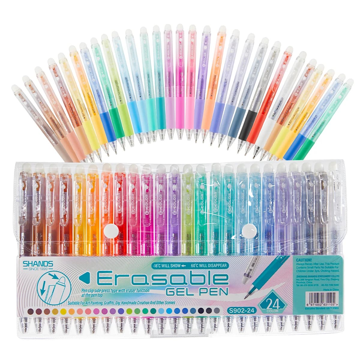 Set di penne gel arcobaleno cancellabili da 12/24/36 pezzi, penne colorate a punta fine da 0,7 mm per journaling, disegnare, fai da te – Ritorno a scuola, Halloween