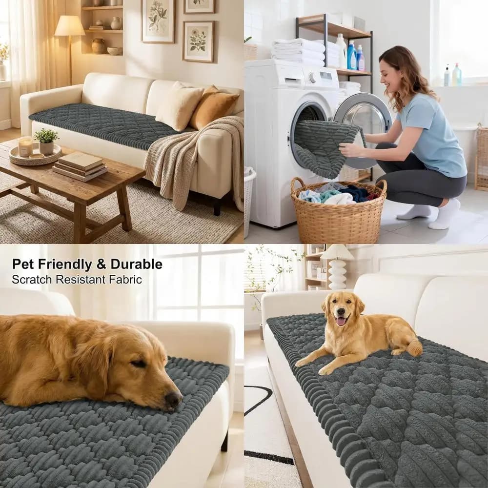 Non-slip washable cover for pets, 3 pillow sofa protection, thick protection for dog furniture, grey, 27,6 x 88