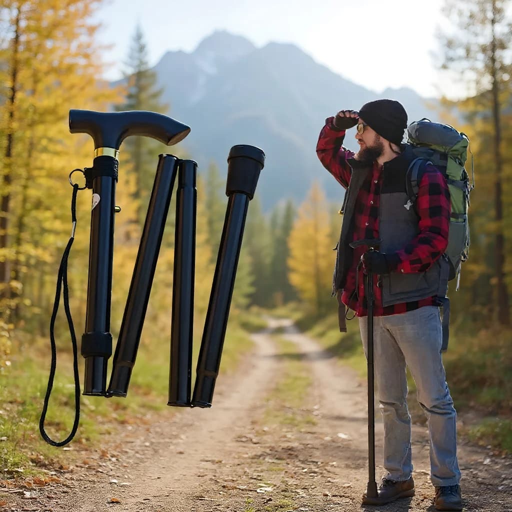 Telescopic Walk Stick - Trekking Sticks for Open Excursions, Foldable Aluminum Alloy Sticks for Seniors and Travels
