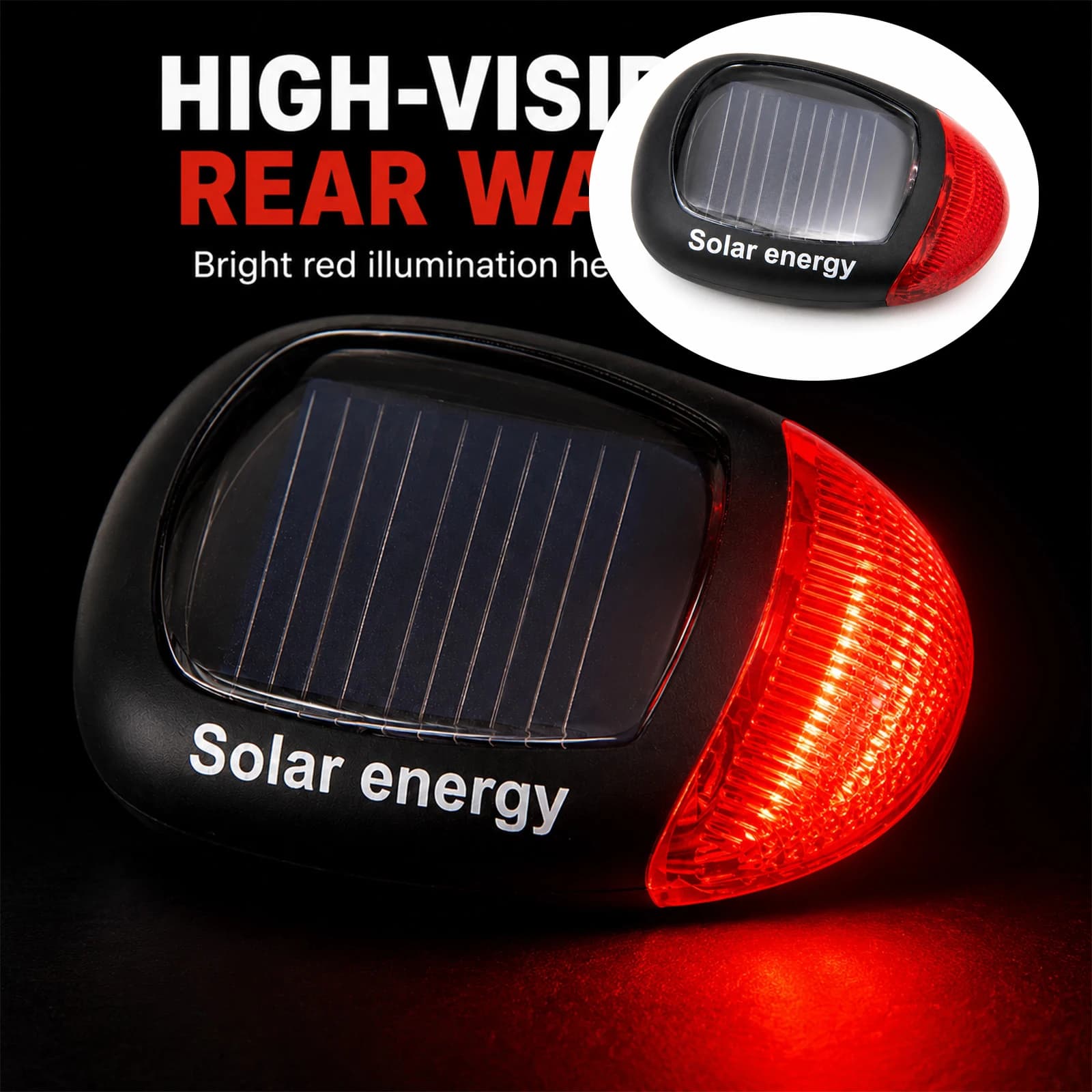 LED Solar Energy Bicycle Tail Light Cycling Safety Rear Lamp Night Riding Warning Taillights Power Bike Lamp MTB Accessories