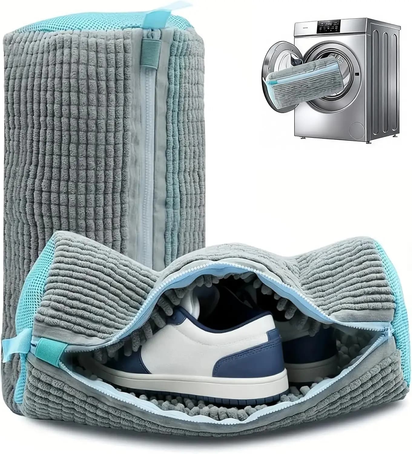 Sacchetto riutilizzabile per lavare le scarpe con spazzola, sacchetto multifunzione per il lavaggio delle calzature, sacchetto portatile per la pulizia delle scarpe da ginnastica senza macchie.