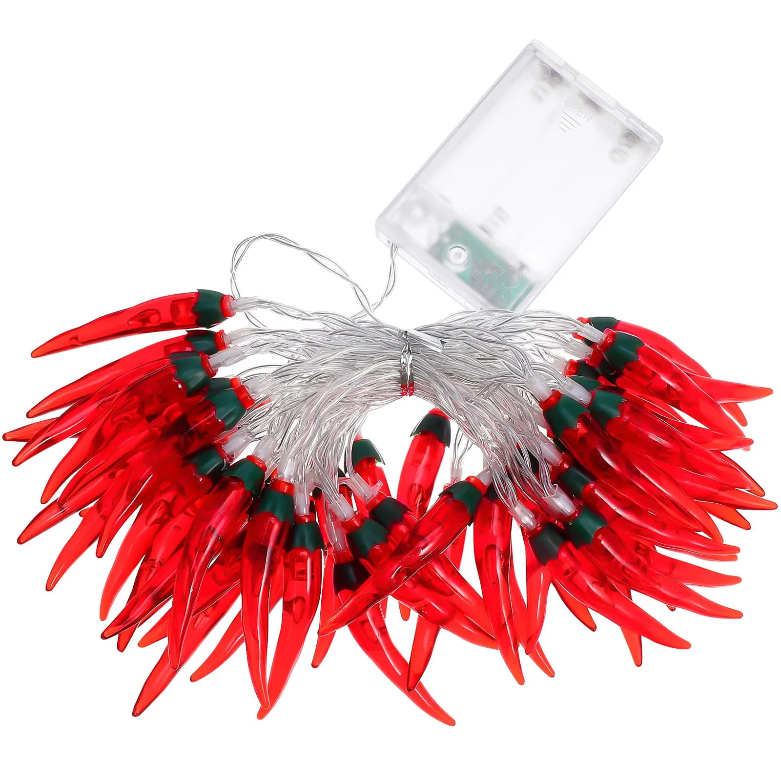 Luci a Forma di Peperoncino 5M, 50 LED, Luci a Stringa Bianco Caldo, Basso Voltaggio, Anti-Surriscaldamento, per Natale, Pasqua, Matrimoni, Balconi, Esterni