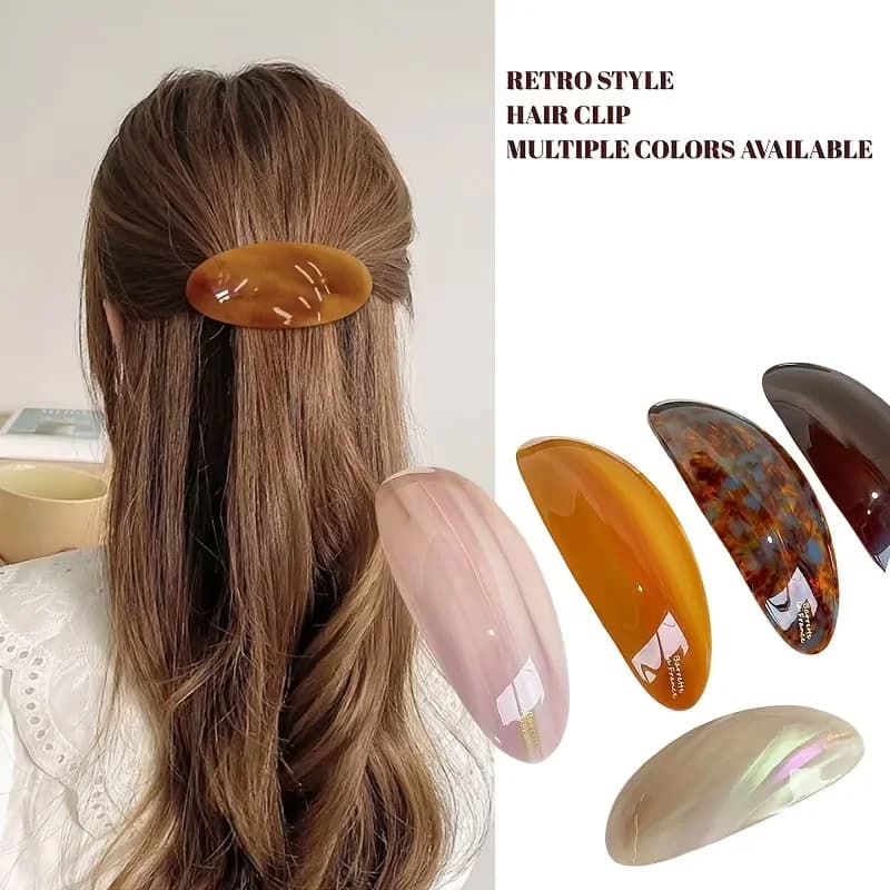 French retro and elegant hair clips - retro low ponytail clips, oval-shaped, perfect for both casual and formal hairstyles