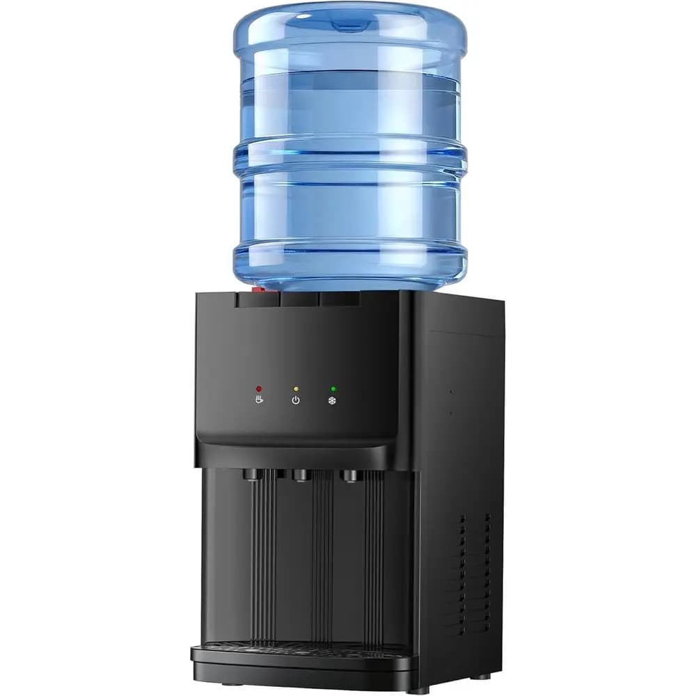 Top Load Water Dispenser for 3 or 5 Gallon Bottles, Countertop Water Cooler with 3 Temperatures, Hot & Cold Water with Child Saf