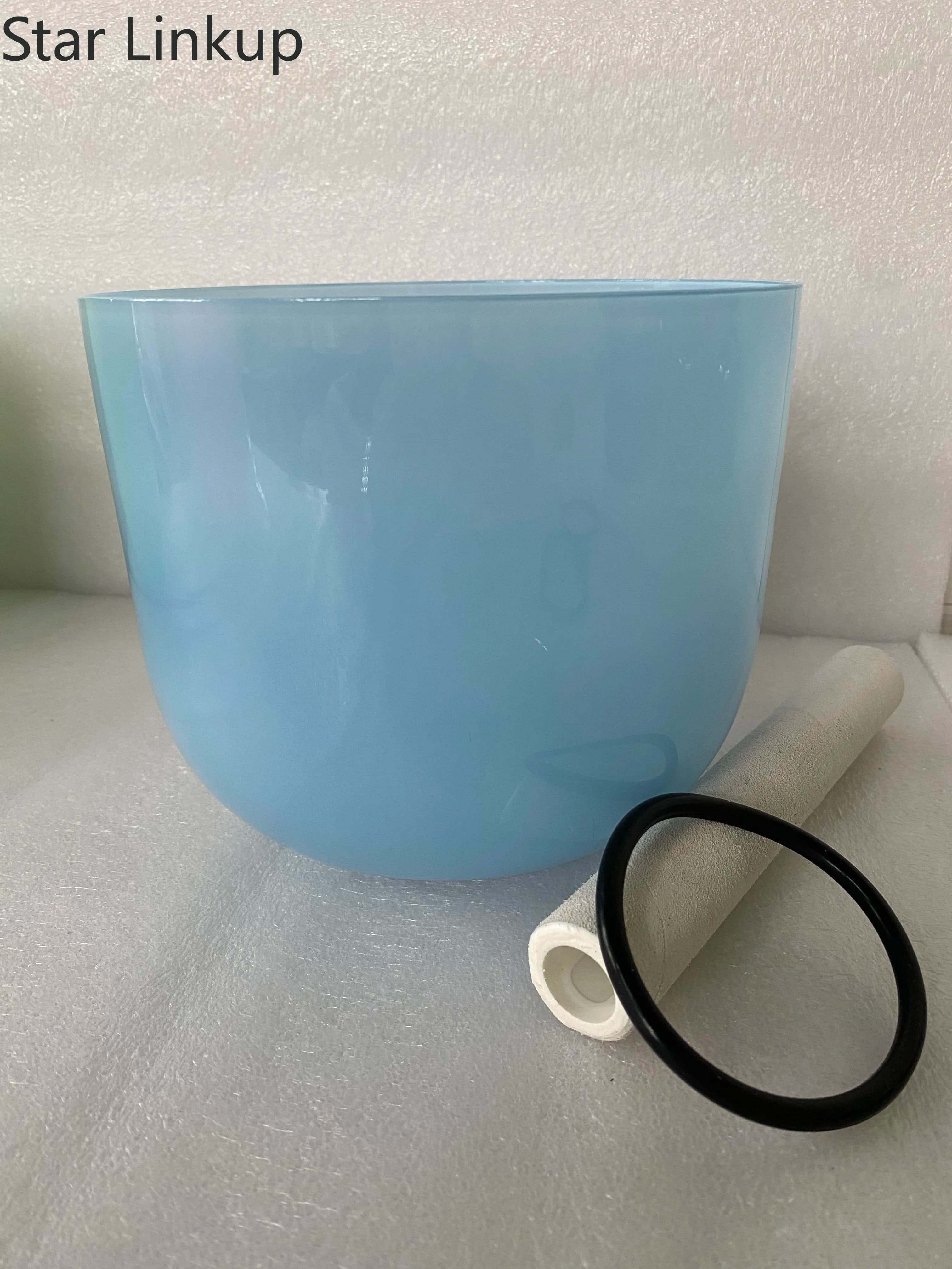 Star Linkup Crystal singing bowl pastel blue(or other color) color 2nd octave G note Throat chakra or G# Note Thyroid chakra 432Hz deep tone