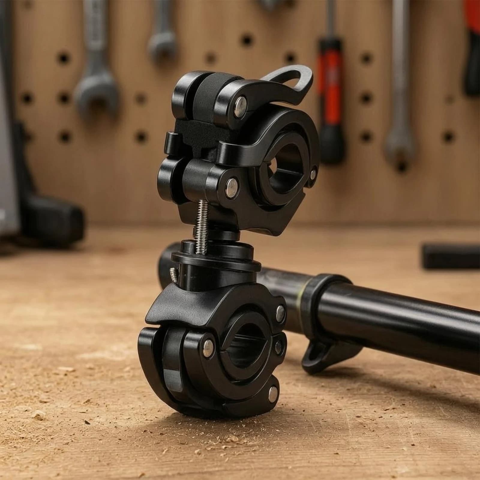 twinClamp Light Bracket Rubber-Padded 360 Degree Bike Light Mount Rotating Bike Lamp Clamp Screw-Fastened