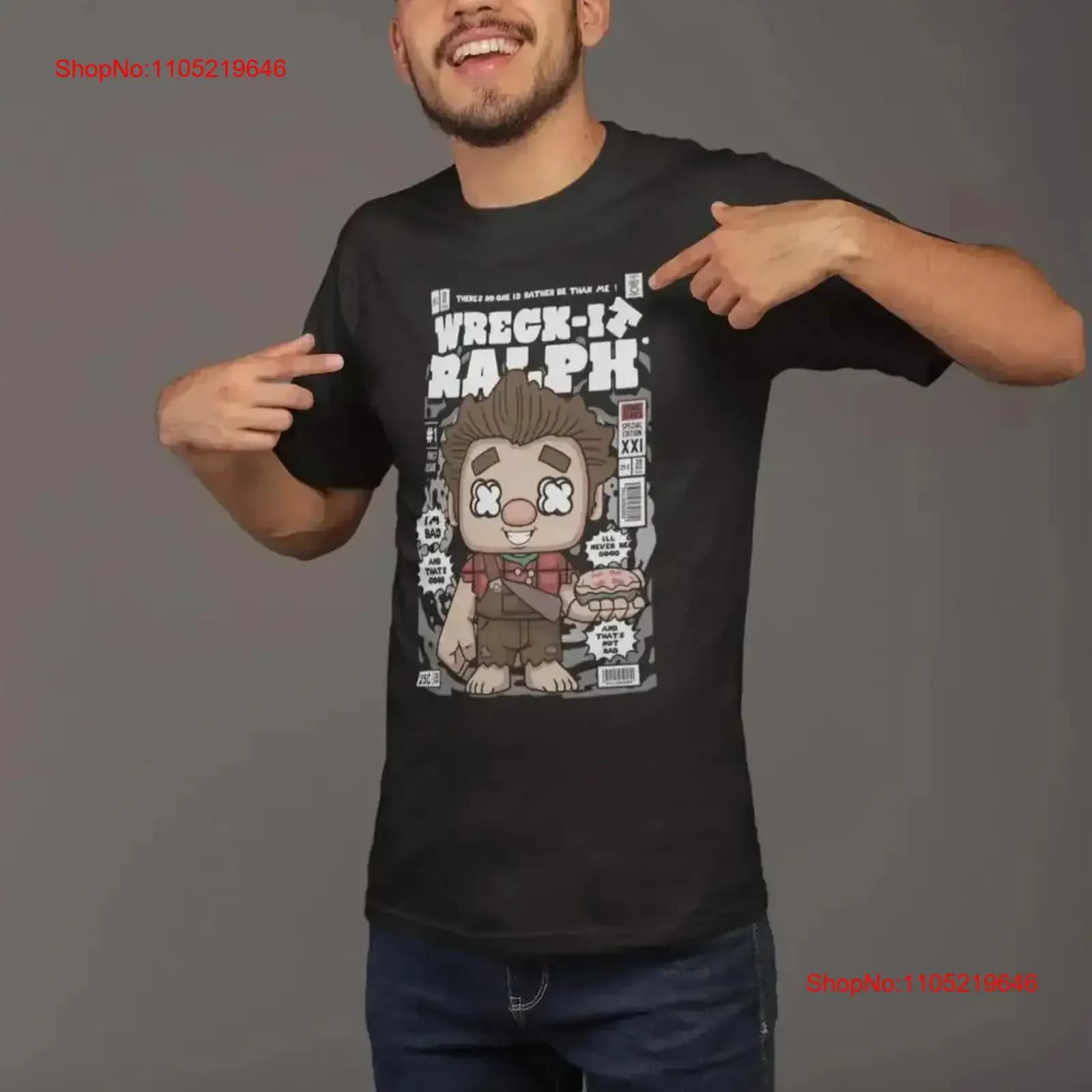 Wreck It Ralph Cultura pop Uni Sex T Shirt vintage Lavato homme Casual Elegante Top leggermente allungato per l'uso quotidiano grafico