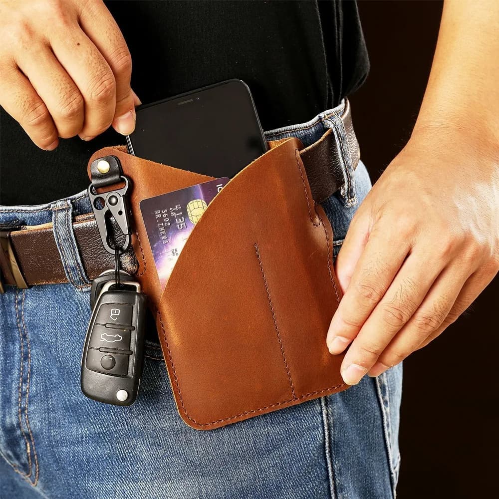 Tactical Genuine Leather Cell Phone Waist Bags for cellular with Belt Wallet Running Waist Bags