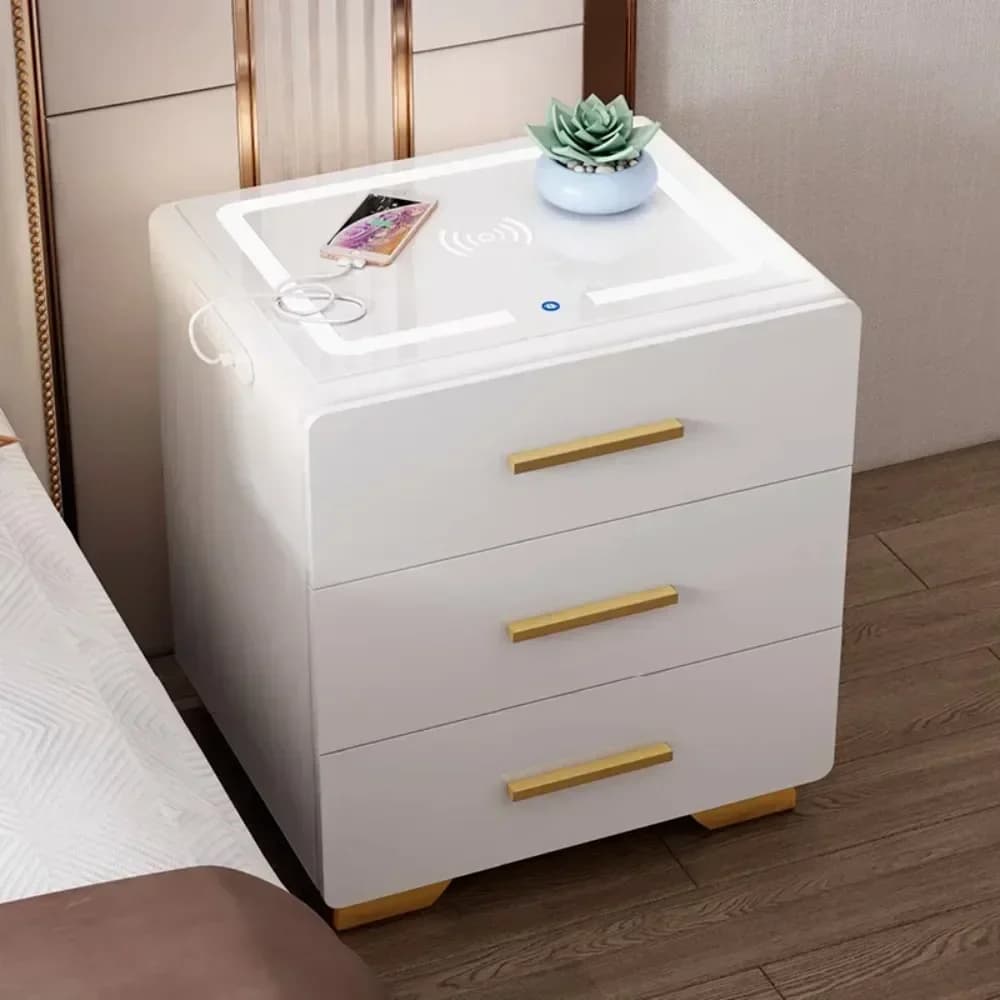 Comodini di lusso intelligenti Altoparlante Bluetooth Blocco impronte digitali Comodino multifunzionale con caricatore wireless Muebles Decor