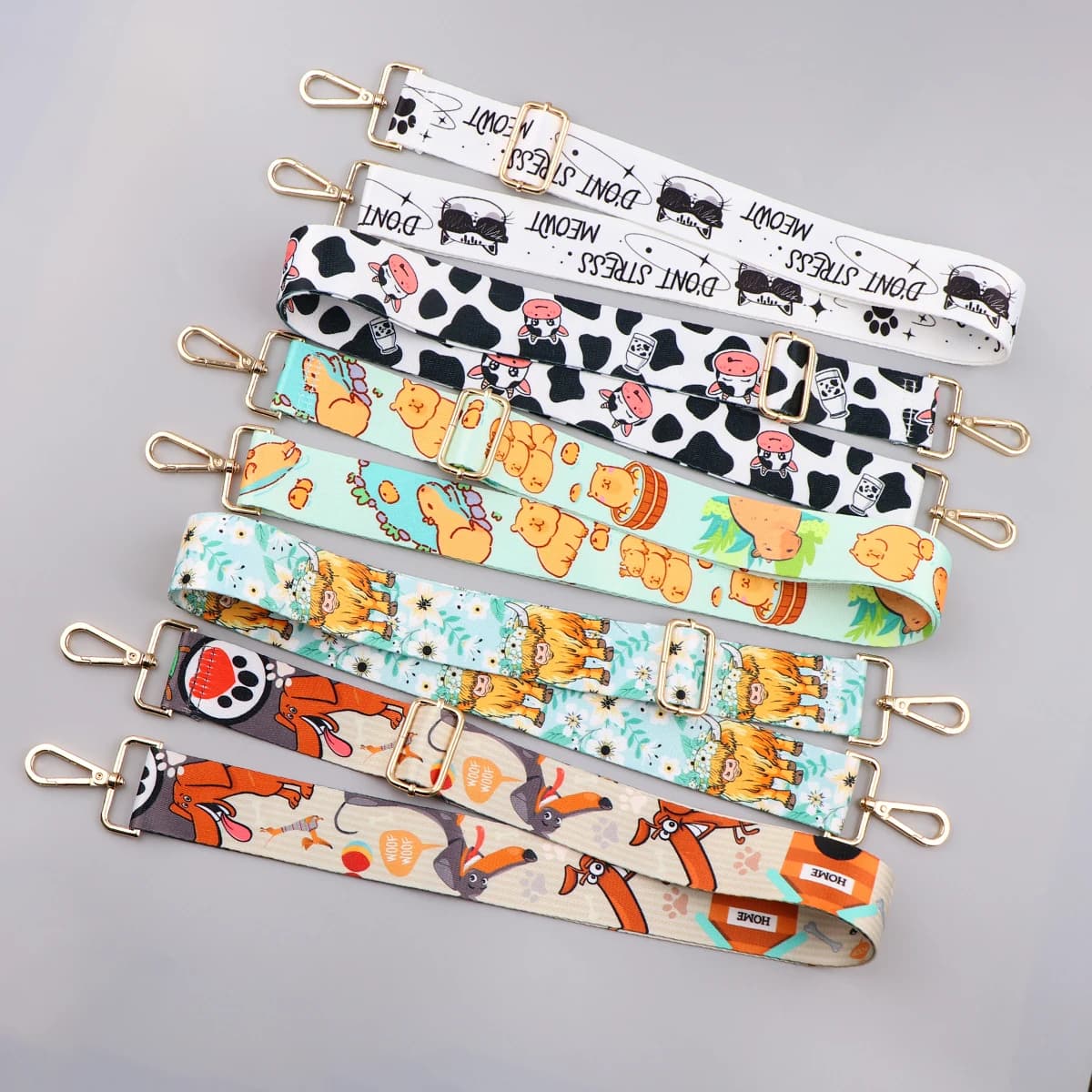 Cartone animato animale cane capibara borsa a tracolla in nylon tracolla regolabile borsa da donna tracolla fibbia in metallo tracolla morbida accessori per borse