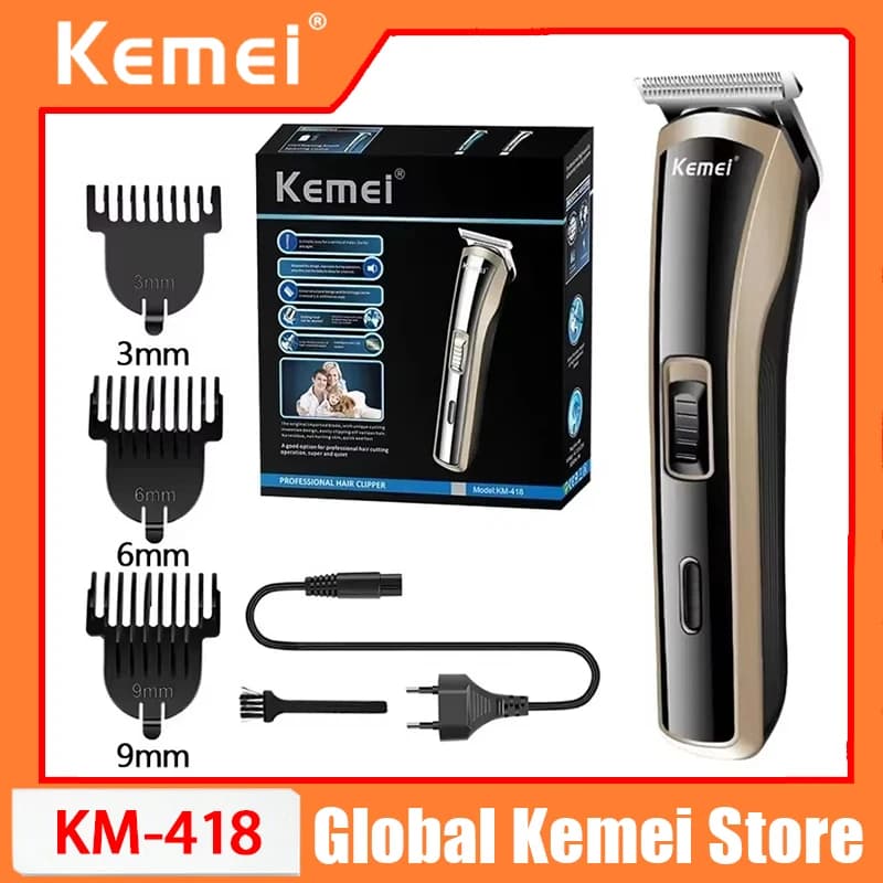 Kemei KM-418 Waterproof Hair Clipper Rechargeable Electric Barber Trimmer Professional Cordless Hair Cutting Machine For Men