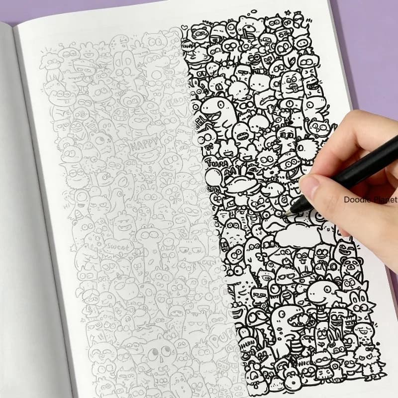 An Adult Decompression Line Drawing, Graffiti Art Book with Monster/funny/character Themes, Creative Coloring Album, 28 Patterns