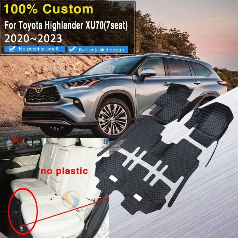 RHD Hybrid Auto Tappetino Per Toyota Highlander XU70 2020 2021 2022 2023 7 posti Tappetini In Pelle Tappeto Car Accesso
