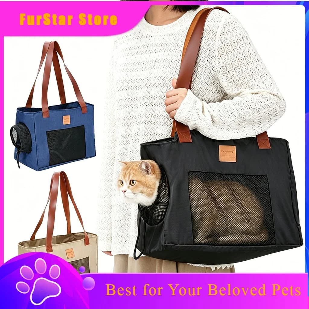FurStarPortable Small Dog Cats Shoulder Handbag Carrier Non-Slip Safe Travel Pet Car Seat Cozy Bed For Medium Small Cats Dogs