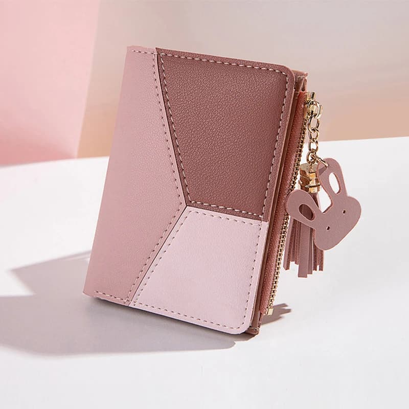 Portafoglio da donna in pelle artificiale alla moda Portamonete con cerniera piccola per donna Mini borse portatili porta carte corte a due pieghe