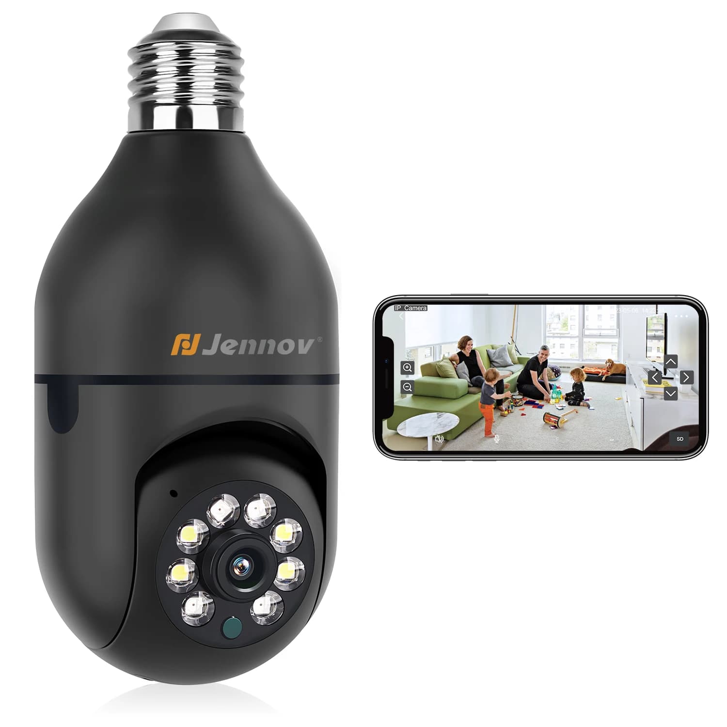 Telecamera di sicurezza Jennov con lampadina da 3 MP 360 ° /Camera wireless HD 2K 2.4/5 Ghz Wi-Fi Presa luce Videocamera Video Monitor di sicurezza domestica