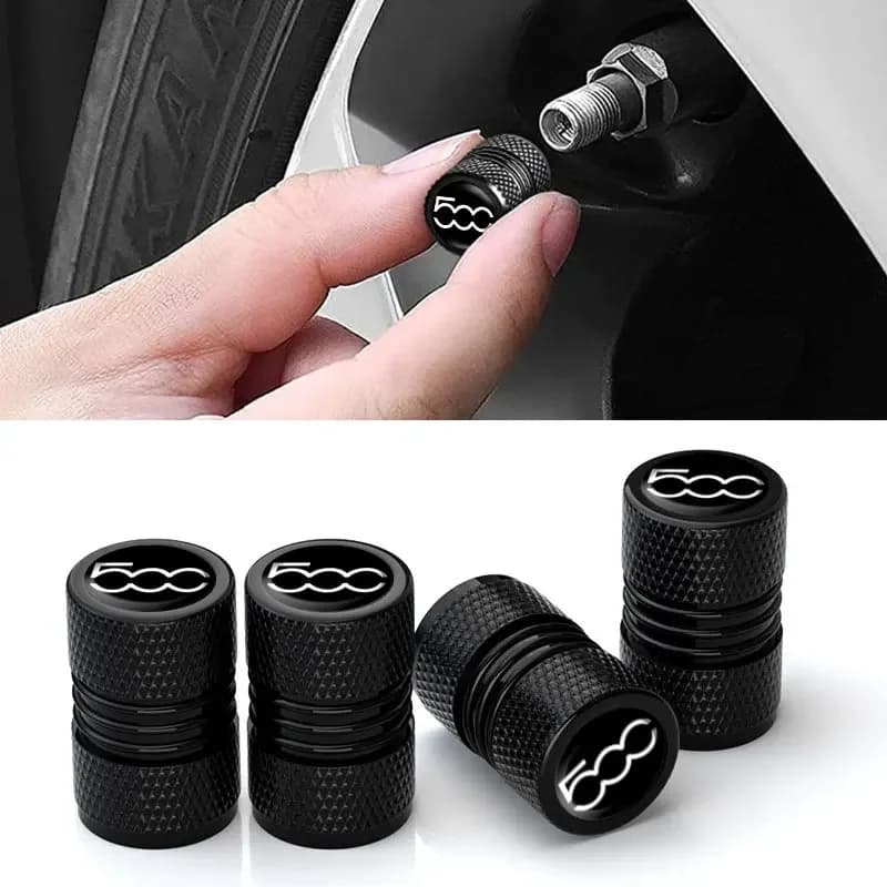4 Pezzi Tappi Valvola Pneumatici Auto in Lega di Alluminio, Coperture Aria Stagna per Fiat 500 Abarth, Accessori Styling