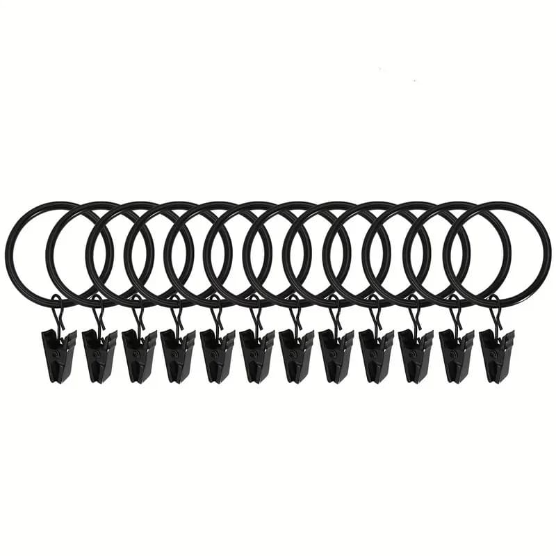 17 pcs 25mm Metal Curtain Hanger Rings, Bathroom Shower Panels, Easy Slide On Rod, Strong Clip Grip, Multipurpose