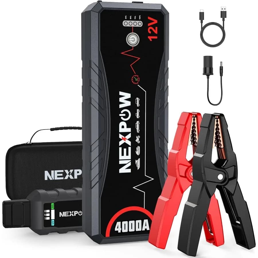 Avviatore di emergenza per auto 4000A Scatola di emergenza portatile per motori a gas e diesel da 10,0 litri Batteria compatta da 12 V con Bui