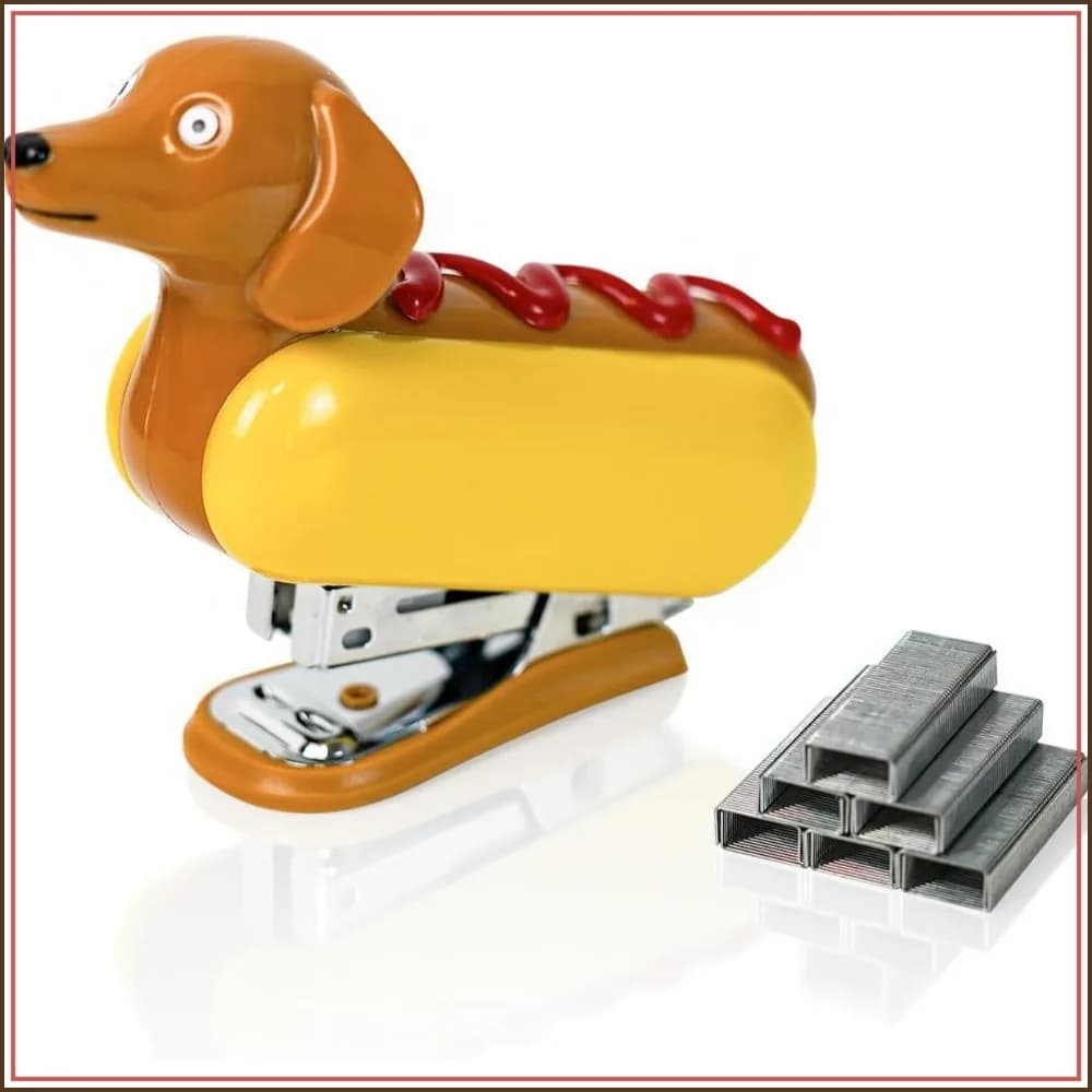 Mini Hotdog Stapler with 1000 Staples, 12-Sheet Capacity, Cute Desktop Stapler for Office School Home