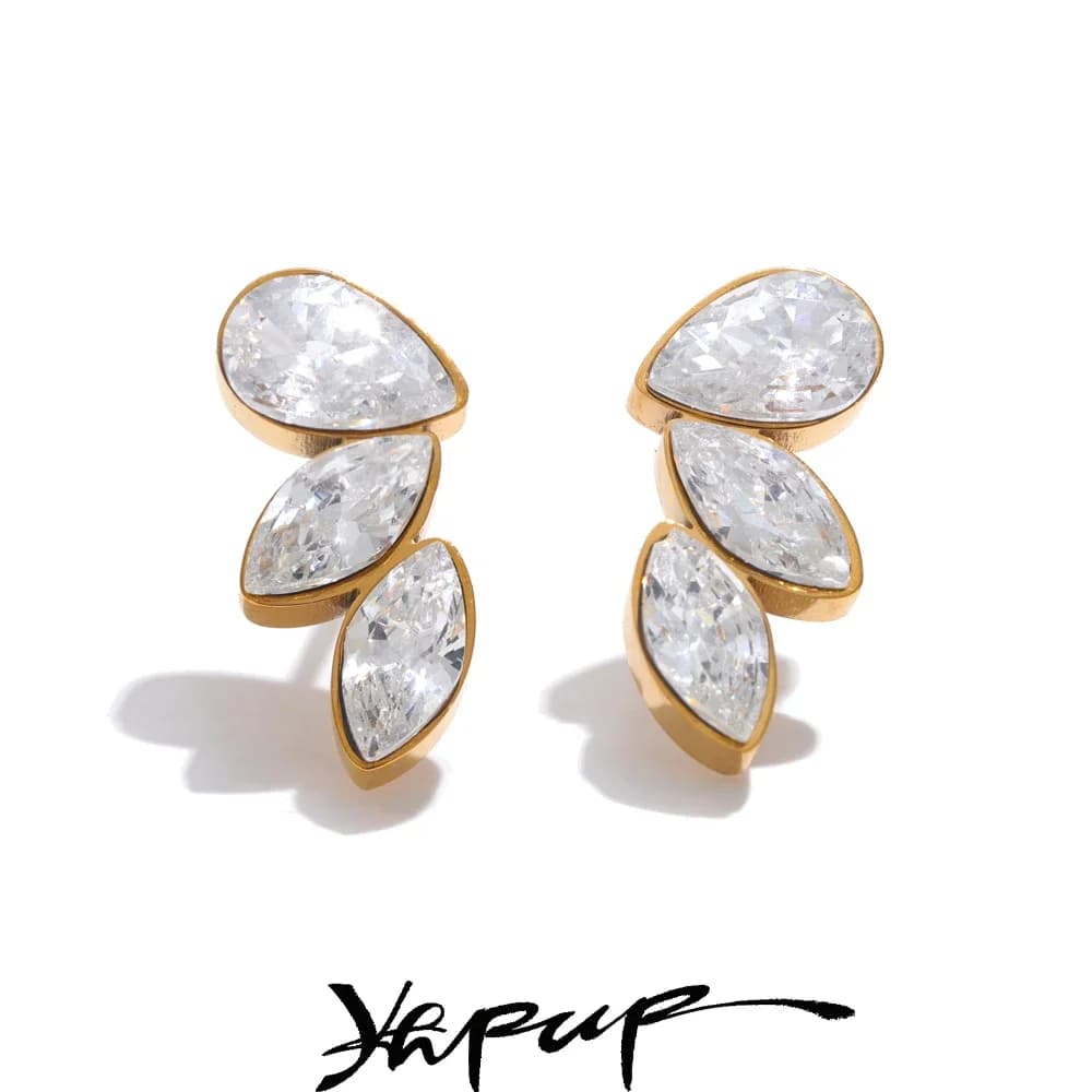 Orecchini a Perno Piccoli Yhpup Impermeabili con Zirconia Cubica Lucida a Forma di Ala, Gioielli Chic in Acciaio Inossidabile per Uso Quotidiano Femminile