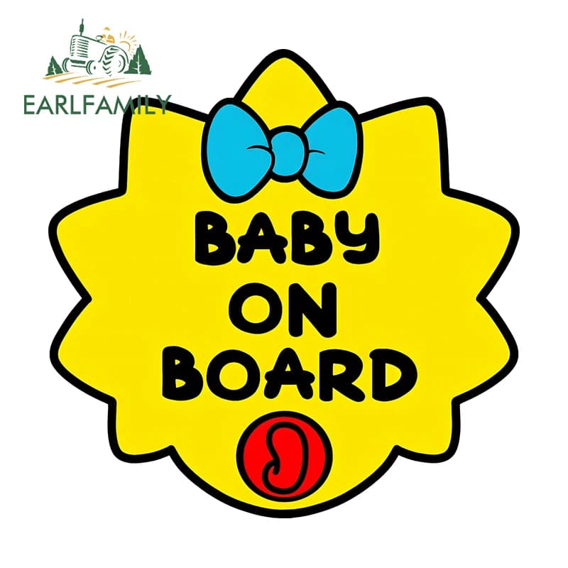 EARLFAMILY Creative afro-shaped car stickers, with baby on board, cartoon style, original, sun resistant, for trucks, scratch-resistant car decorations