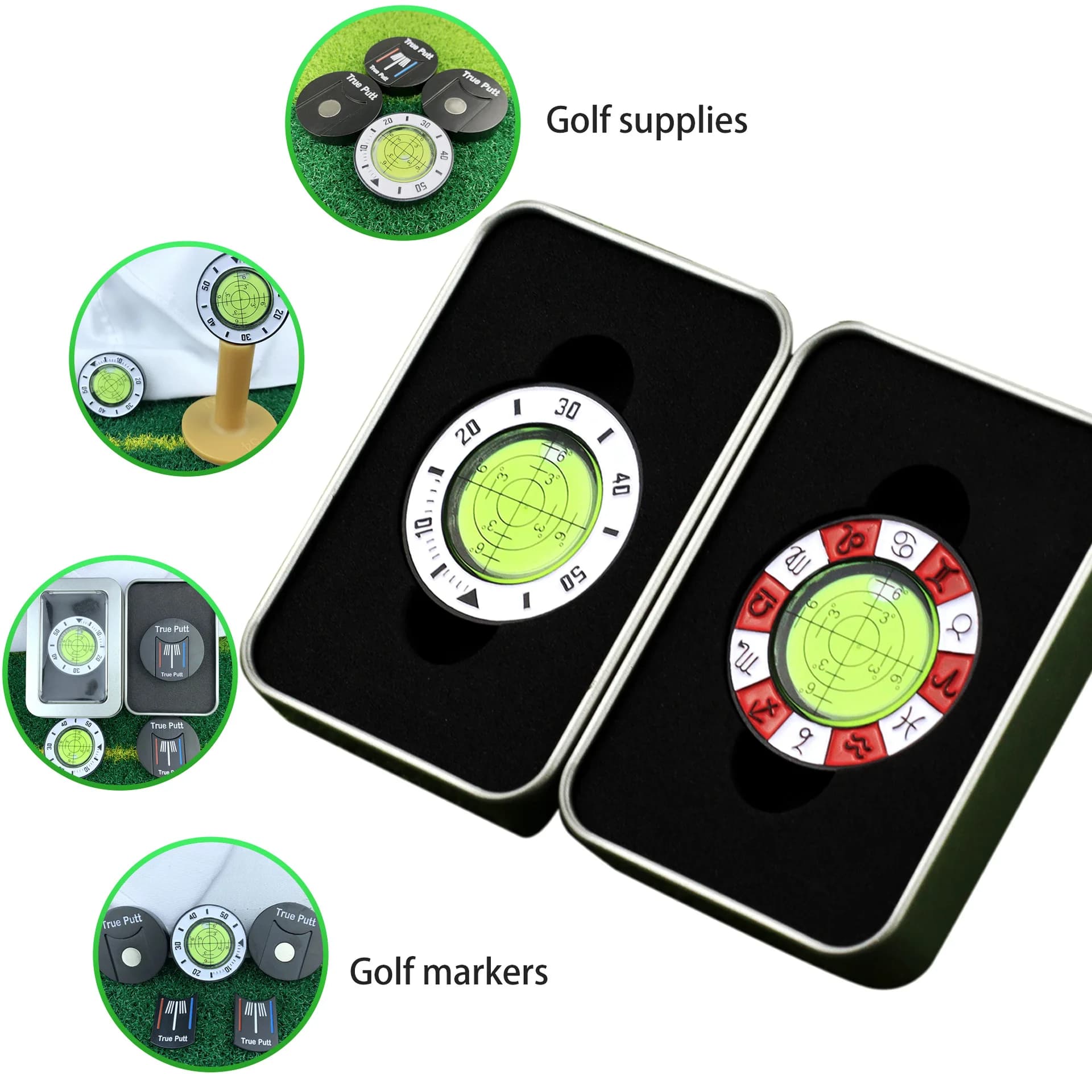 Double Sided Poker Chip Magnetic Golf Ball Marker Green Slope Reader Scale Level Gauge Golf Putting Training Accessory Gift