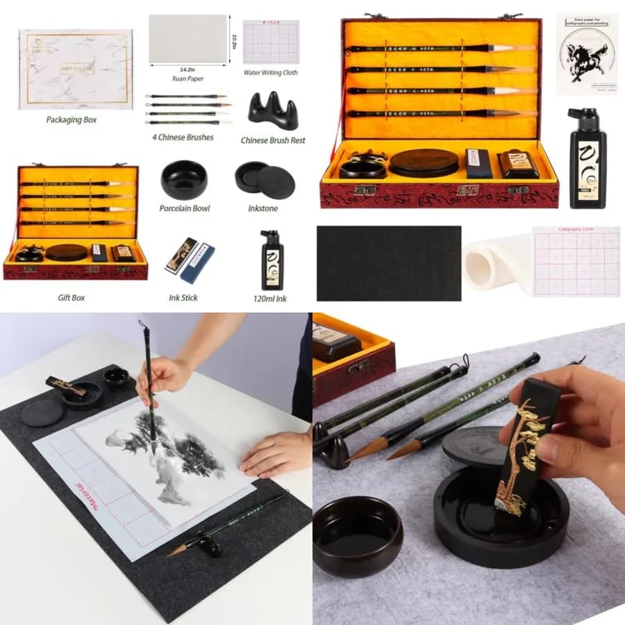 Chinese Calligraphy Brushes Set, Professional Sumi Water Writing, Japanese Painting Set for Beginners