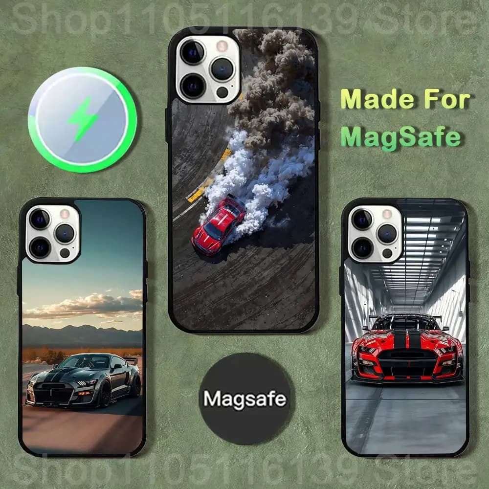 M-Mustangs Car Phone Case For iPhone 17,16,15,14,13,12,11,Pro,Max,Plus,Mini,SE4,E Magnetic Magsafe Wireless Charging