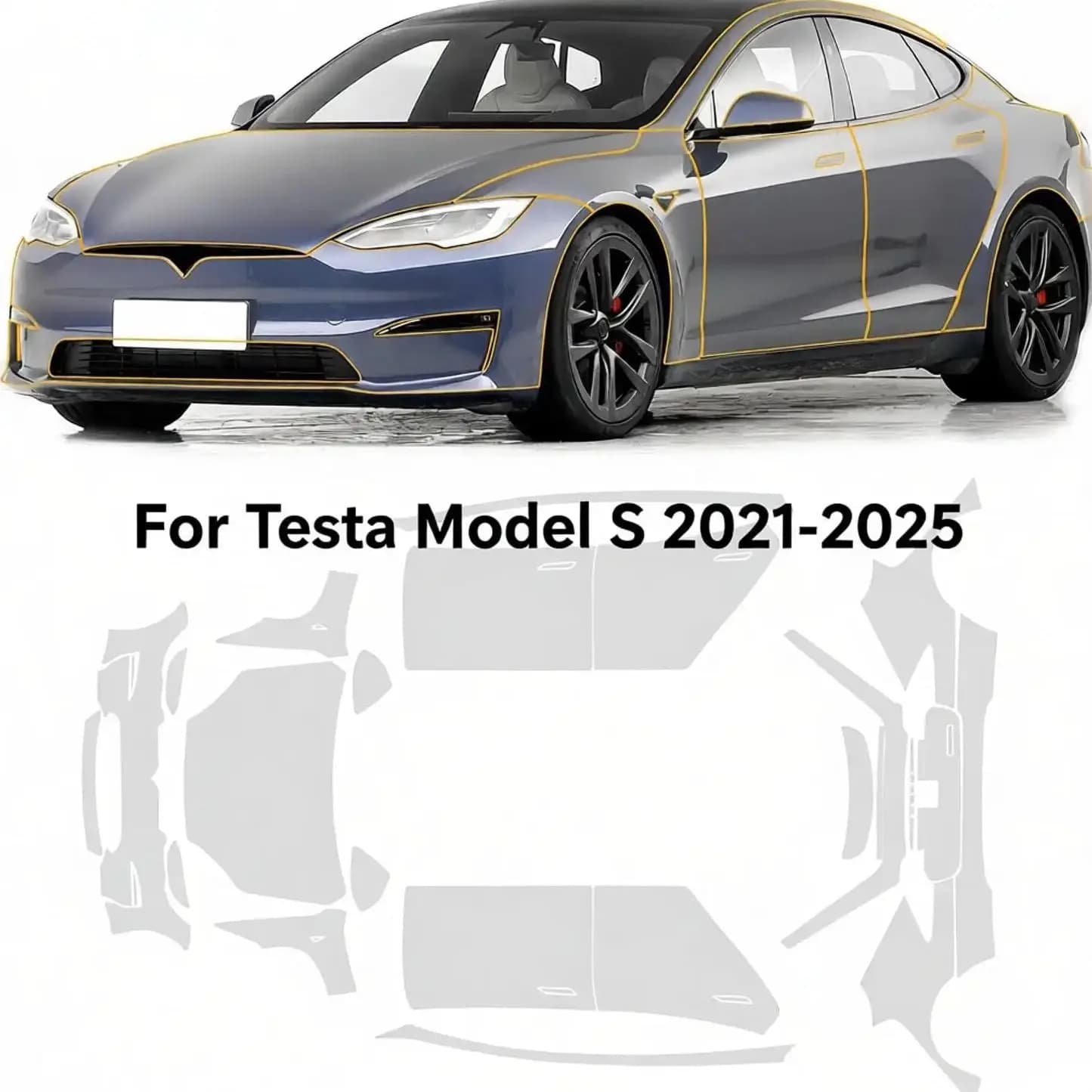 Pellicola Protettiva Trasparente in TPU da 8.5 Mil per Paraurti Tesla Model S 2021-2025, Kit PPF Pretagliato, Protezione Carrozzeria Anti-Graffio