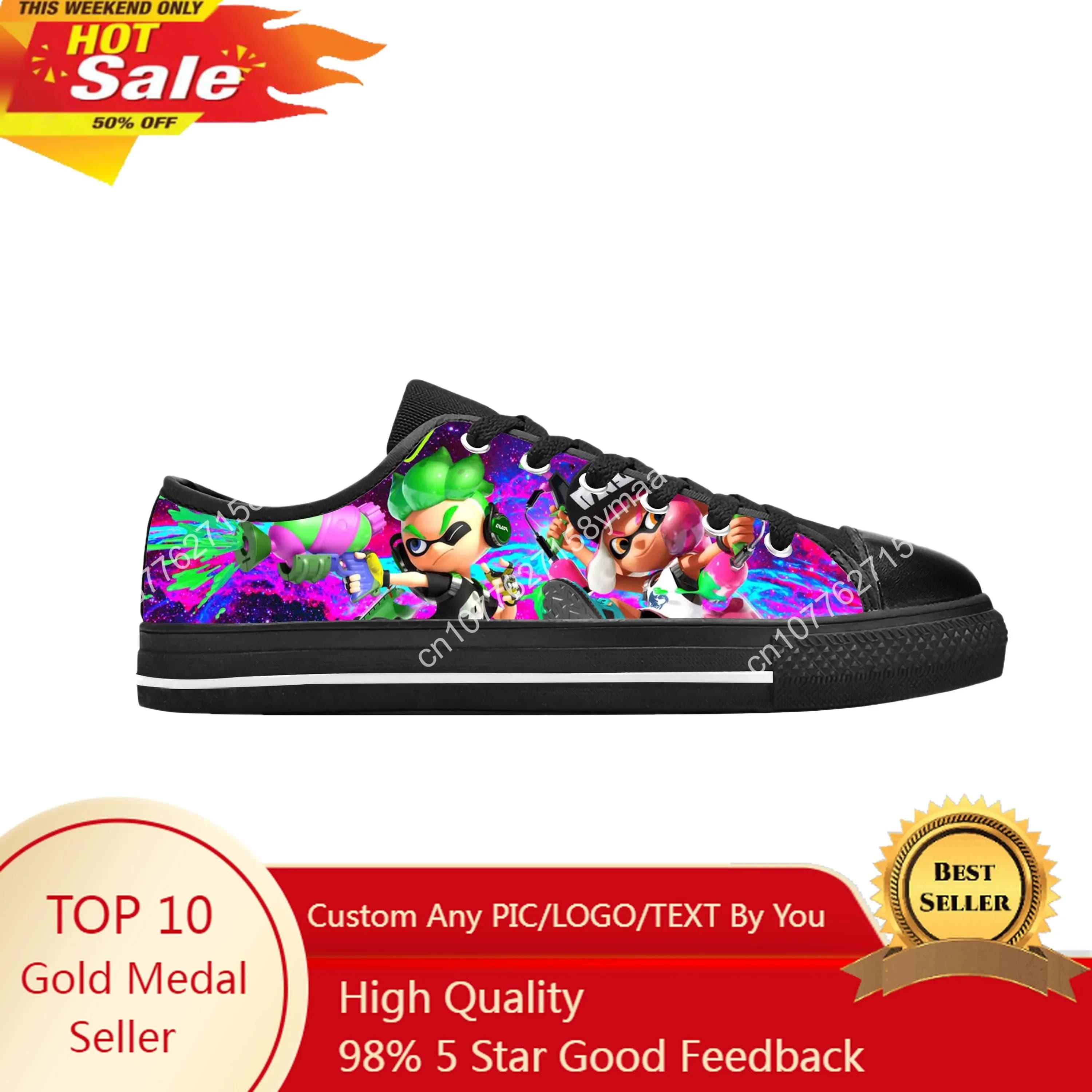 Splatoons Japanese Game Anime Cartoon Manga Comic Casual Cloth Shoes Low Top Comfortable Breathable 3D Print Men Women Sneakers