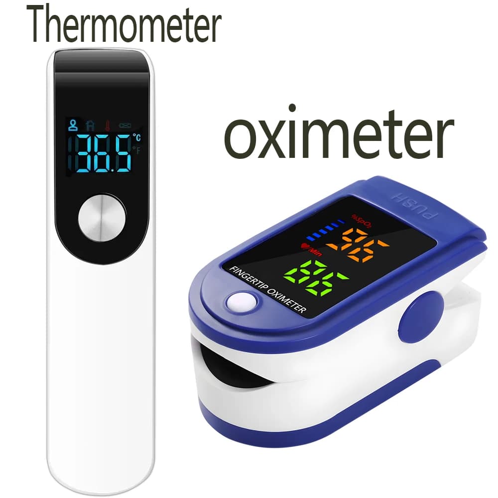 1 Set Thermometer Three-color Display Forehead Thermometer Digital Display Infrared Body Thermometer or Finger Pulse Oximeter