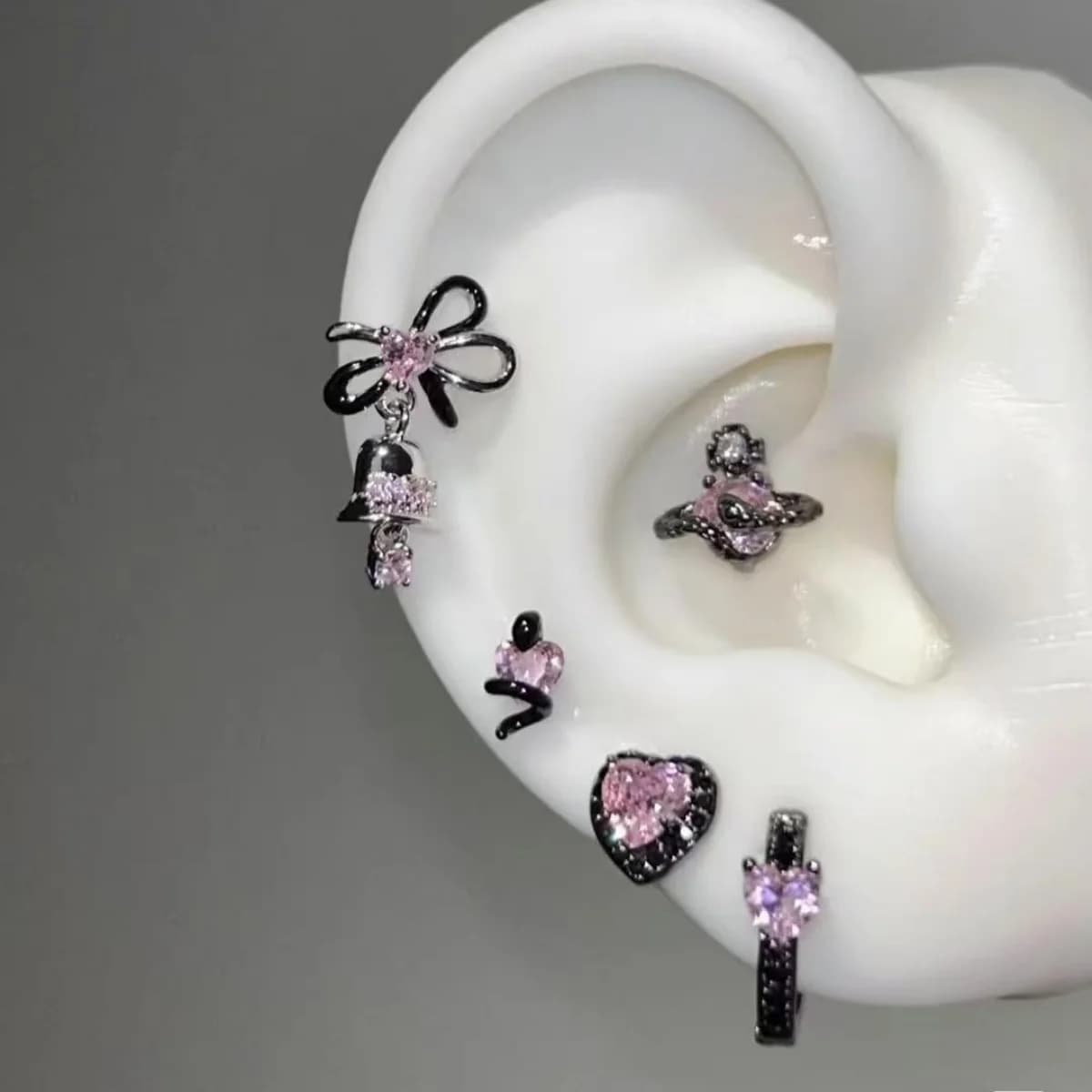 1 pz dolce bowknot campana goccia orecchio osso chiodo per le donne bling rosa zircone medico acciaio al titanio Y2K accessori per le orecchie regalo