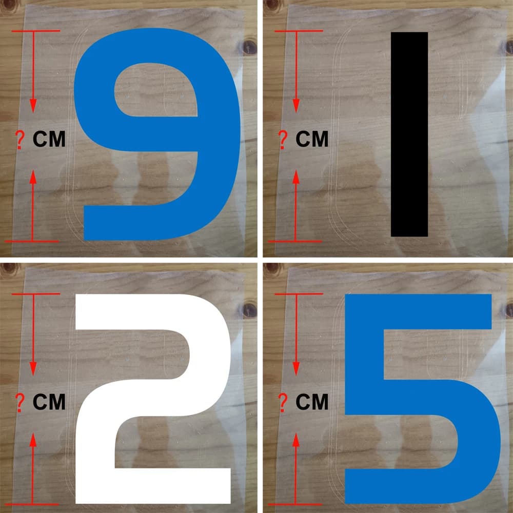 Personalizzazione Diverse dimensioni Nome colore Numero 5-23 cm per vestiti Borsa Camicia Pantaloncini Termoadesivo su toppa Stampa a trasferimento termico