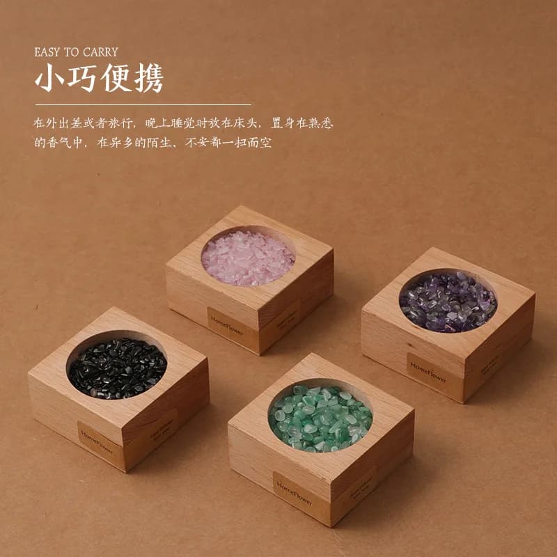 Ornamenti artigianali per diffusore di oli essenziali da 10 ml per auto e camera da letto di casa, decorazione per aromaterapia in legno con diffusore di cristalli naturali,