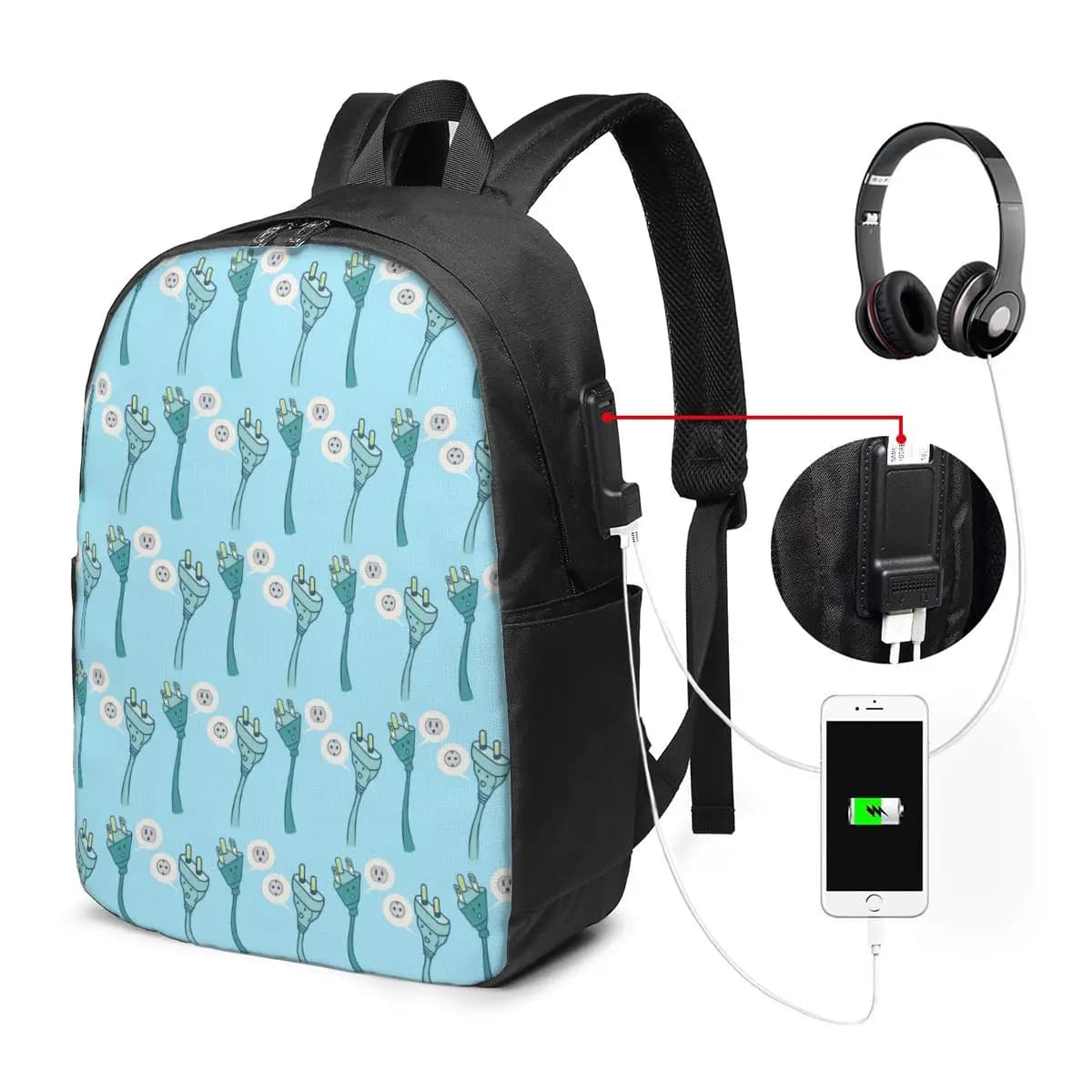 Mysterious And Colorful Cable Charger Backpack Travel Notebook Bag Computer College Student School Bag Laptop Shoulder Bags