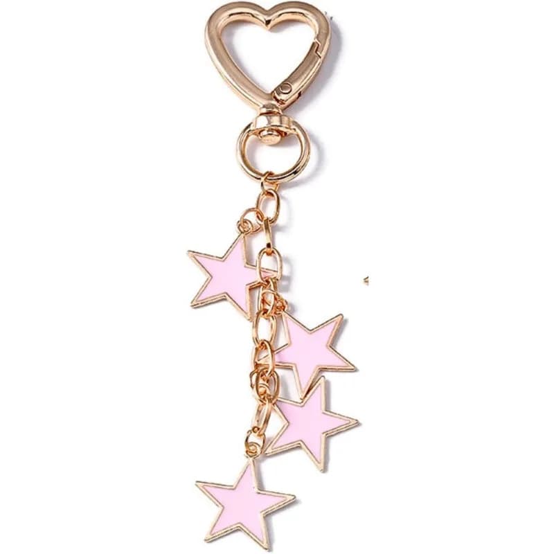 Aesthetic Metal Star Keychain Cute Key Rings Charms for Women Kawaii Sweet Gifts Accessories for Bag Backpack Car Keys