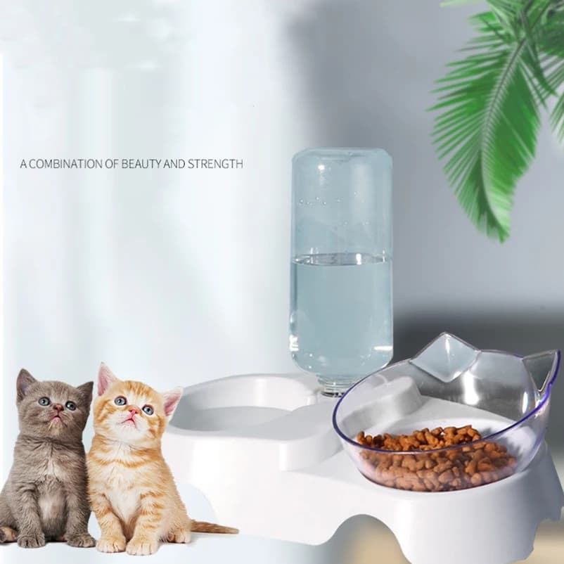 Ciotola per cibo per gatti Alimentatore automatico per animali domestici Distributore d'acqua Contenitore per cibo per gatti per cani Piatto per bere Doppia ciotola antiscivolo