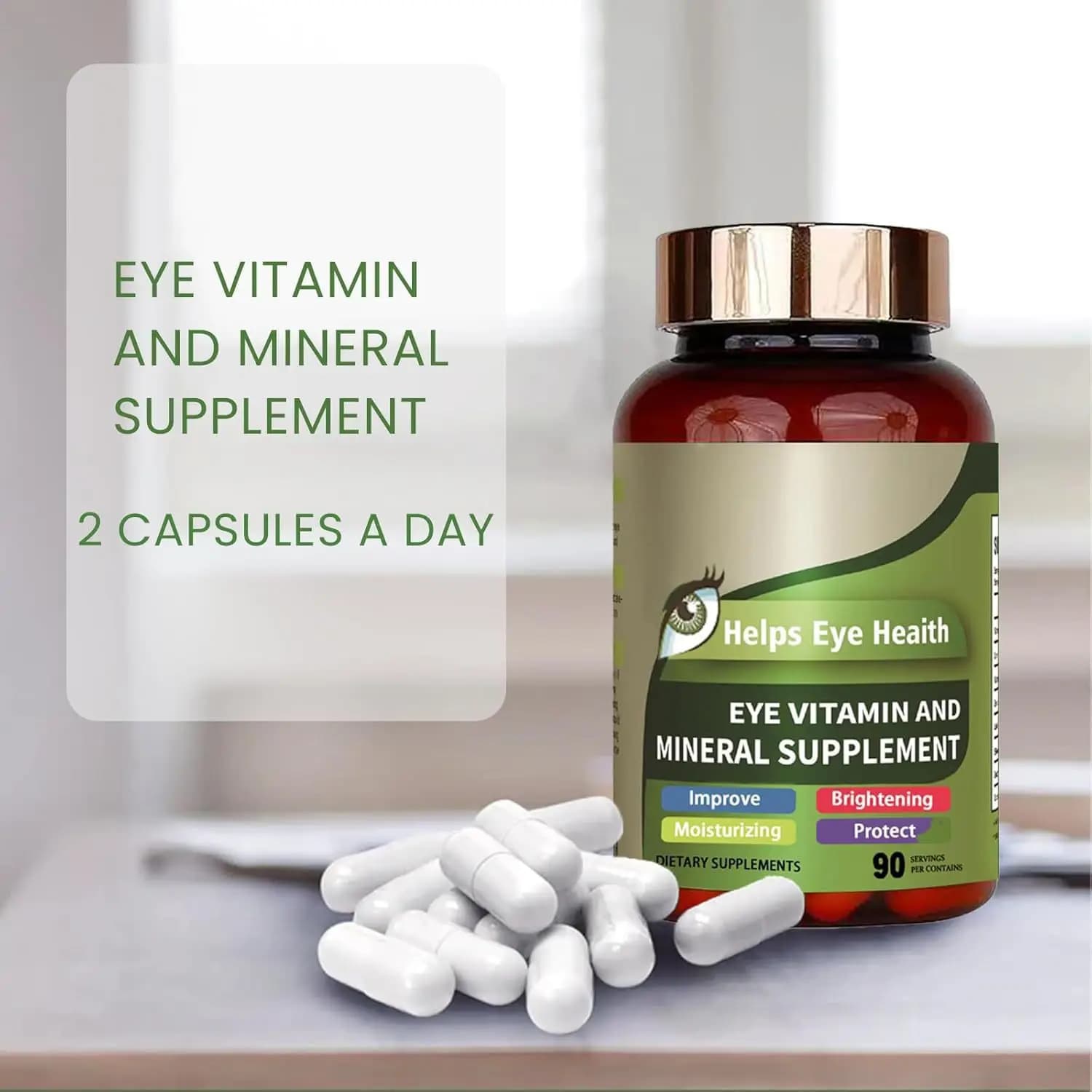 Mineral vitamin eye supplement to lutein, relieves eye fatigue, promotes healthy vision, eyes tension, dry eyes