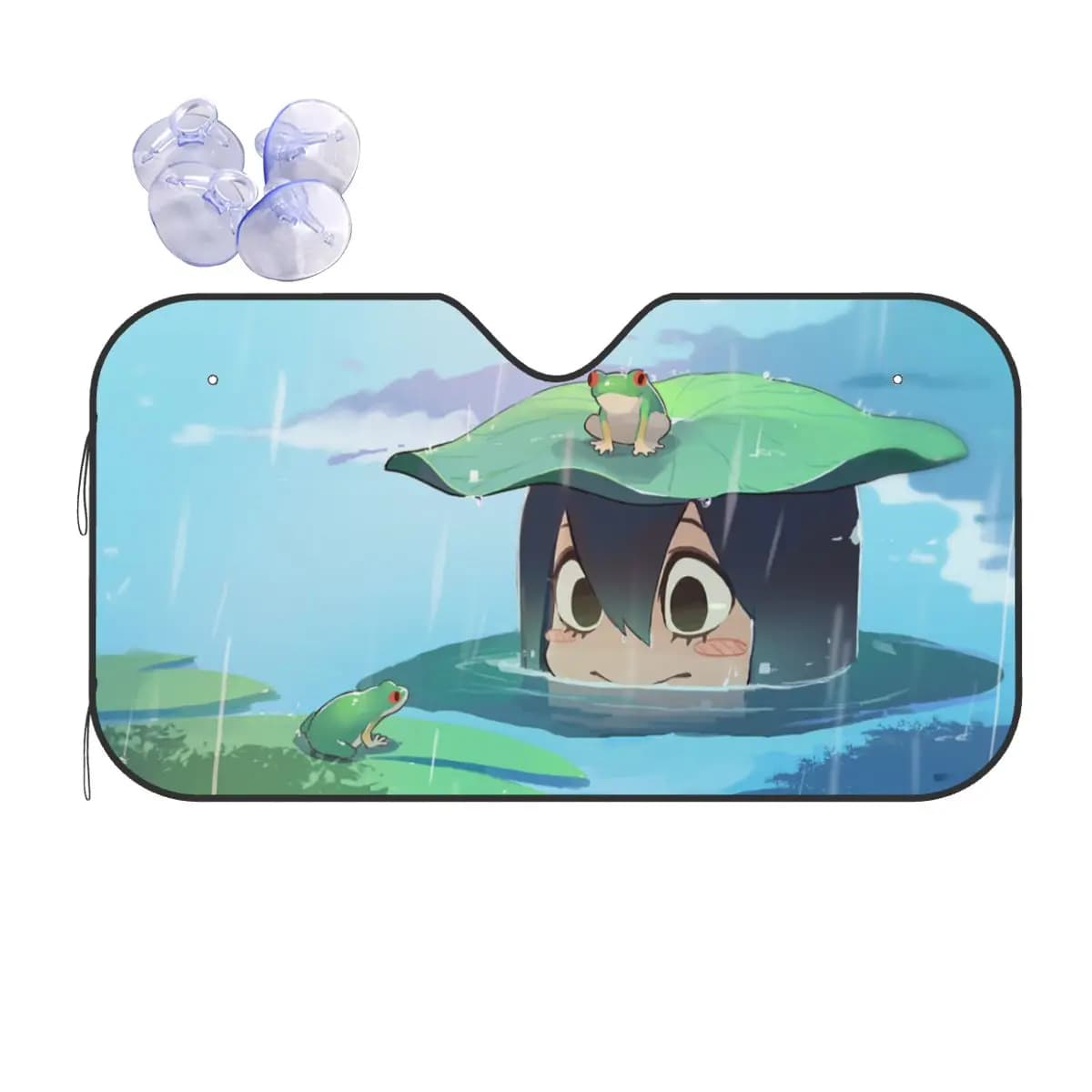 Tsuyu Asui Simpatico parabrezza parasole Boku No My Hero Academia Anime Foils Visiera parasole Tenda per protezione solare